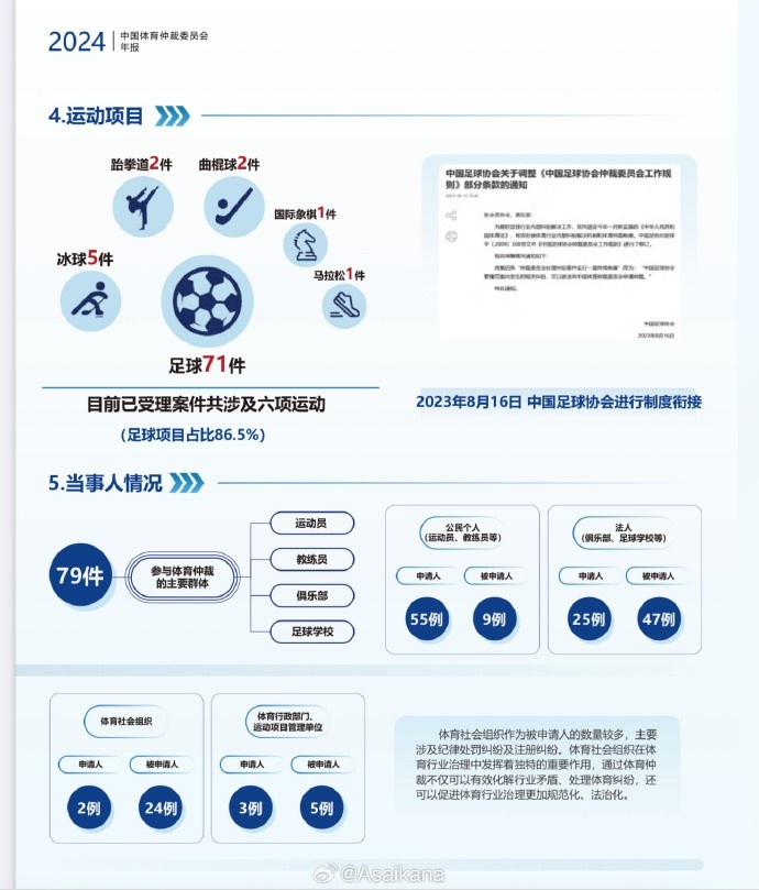 國家體育總局官網發布了中國體育仲裁委員會的2024年度工作報告